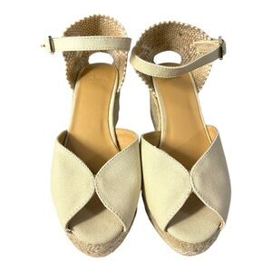 Castañer Bianca Espadrille Wedge Sandals - Ivory - Size 5 (EU 35)